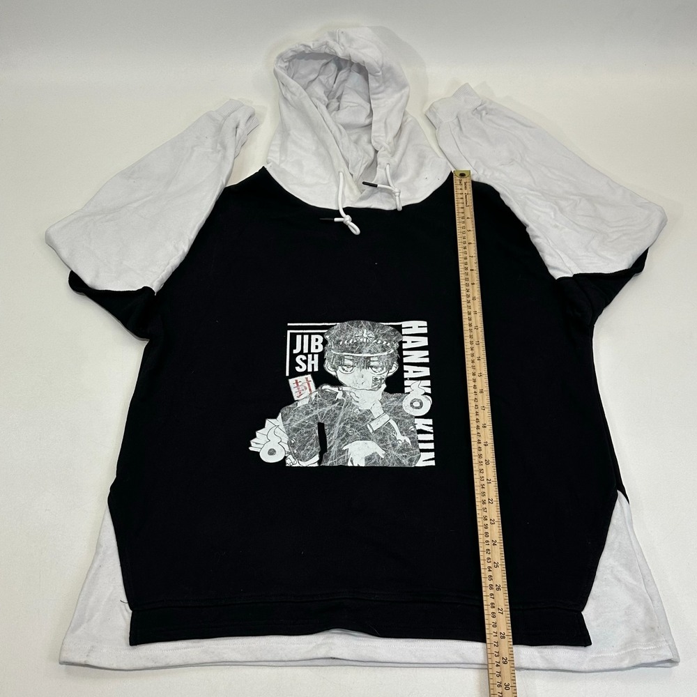 Anime Hanako Kun Hoodie Black White Two-Tone Pullover Sweatshirt Size XL - Picture 5 of 6